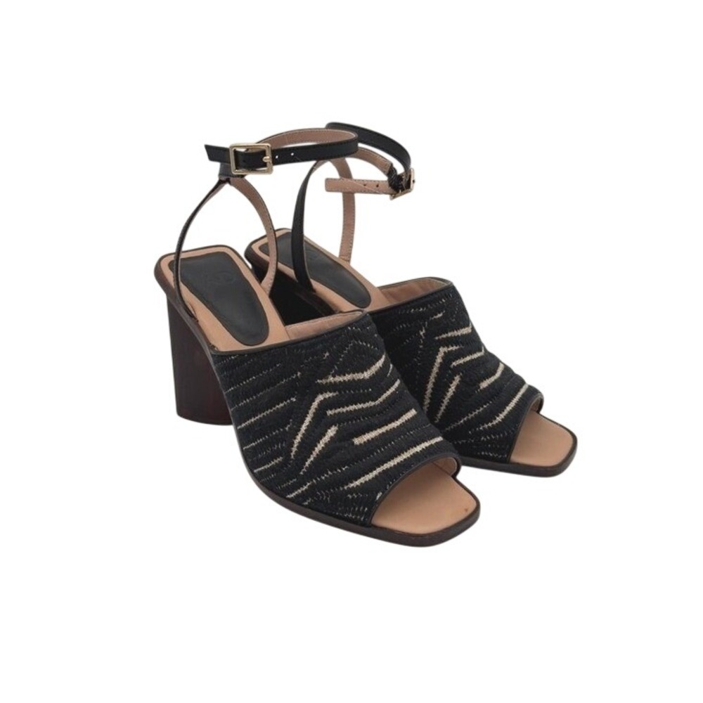 A.D. & Daughters Woven Slingback‎ Block Heel Sandals Black Women's 8